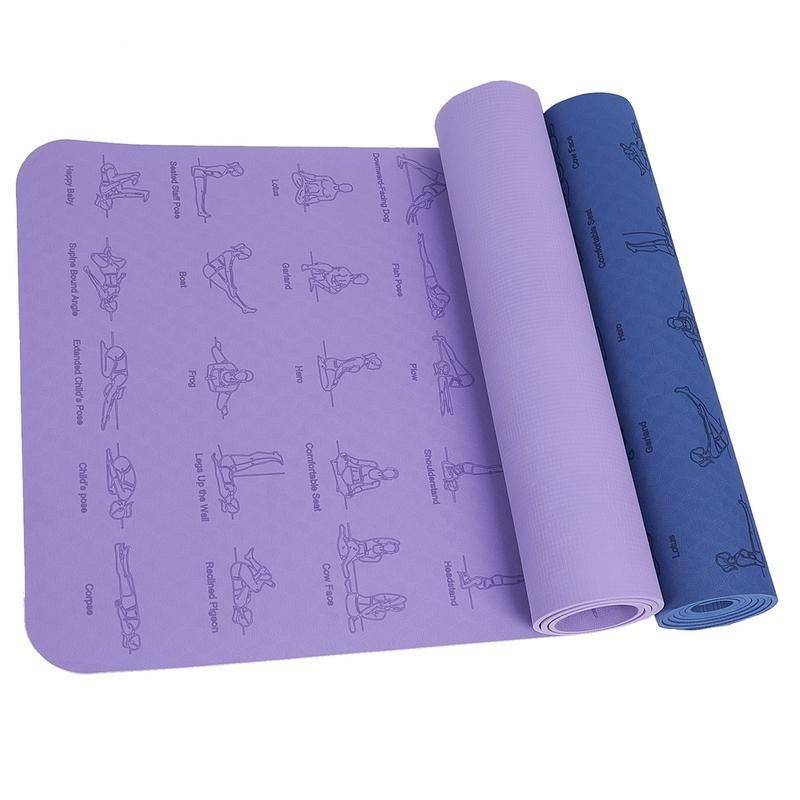 Premium Comfort & Anti-Skid Yoga Mat - 183x61cm, 6mm Thick, Eco-Friendly TPE, Ideal for Beginners Yoga Color : Purple|Blue 