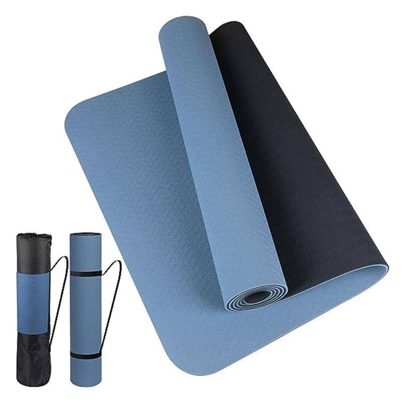 Premium Two-Tone TPE Yoga Mat: Non-Slip, Eco-Friendly, Extra Thick for Home Fitness Yoga Color : Champagne Purple|Gold powder gray|Gray black|Orange Gray|Pink Grey|Green Black|Blue dark blue 