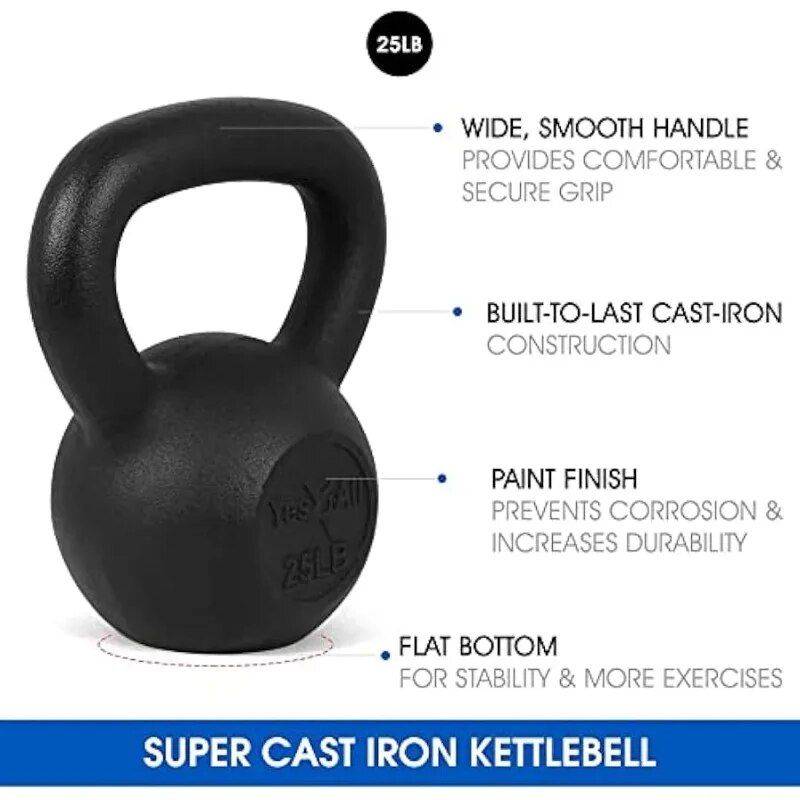 Solid Cast Iron Kettlebell for Strength Training Exercise & Fitness  