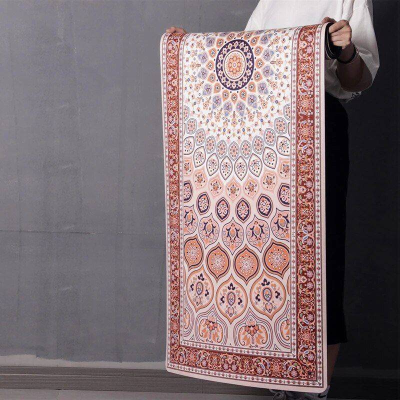 Ultra-Thin Vintage Ethnic Print Yoga Mat - 1MM Foldable Natural Rubber & Suede Mat Yoga Model : Photo Color|Photo Color|Photo Color 