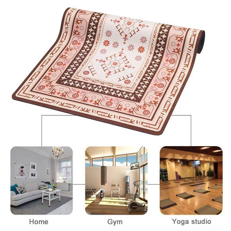 Ultra-Thin Vintage Ethnic Print Yoga Mat - 1MM Foldable Natural Rubber & Suede Mat Yoga Model : Photo Color|Photo Color|Photo Color 